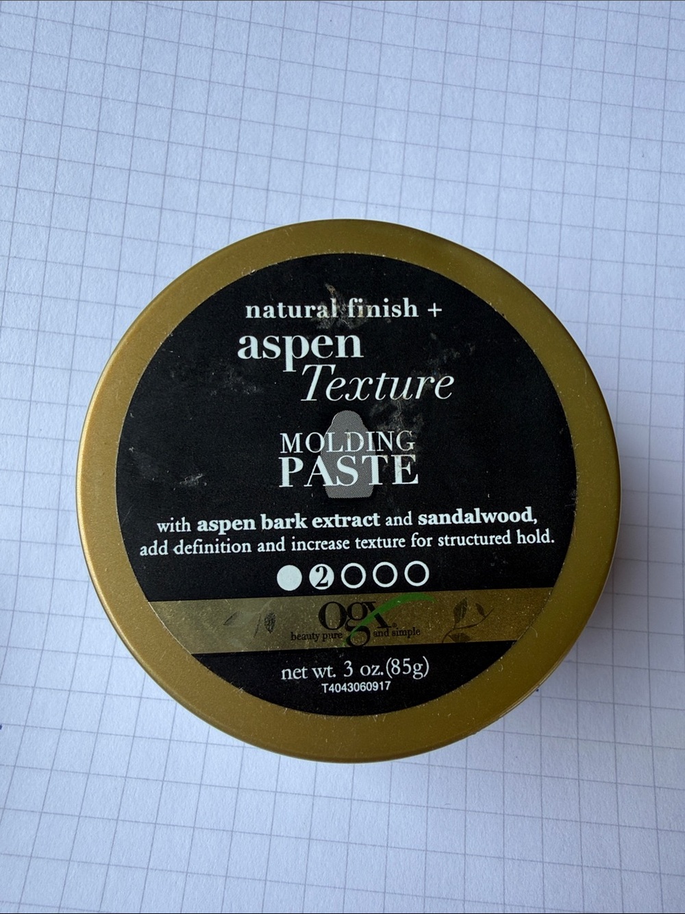 aspen Texture Molding Paste by OGX — Black & Gold Tin